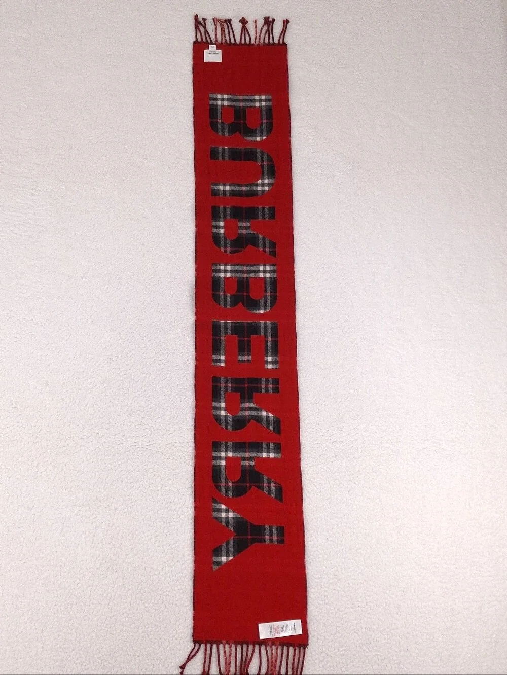 Burberry boys check plaid wool scarf large logo spellout preppy luxury old money